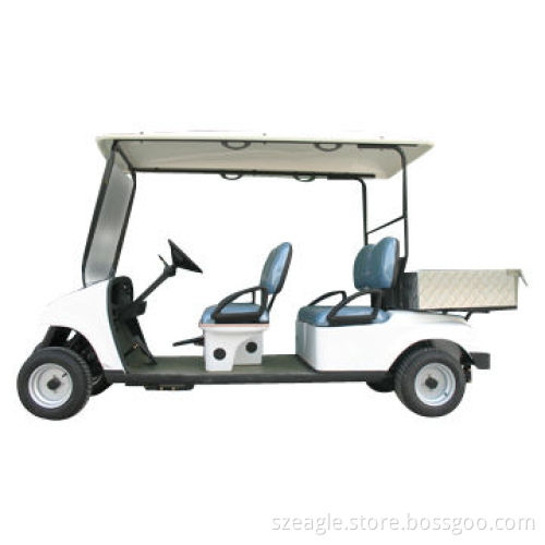 Electric Utility Golf Carts, 4 Seats, with Short Aluminum Cargo Box or Flat Bed, Short Top